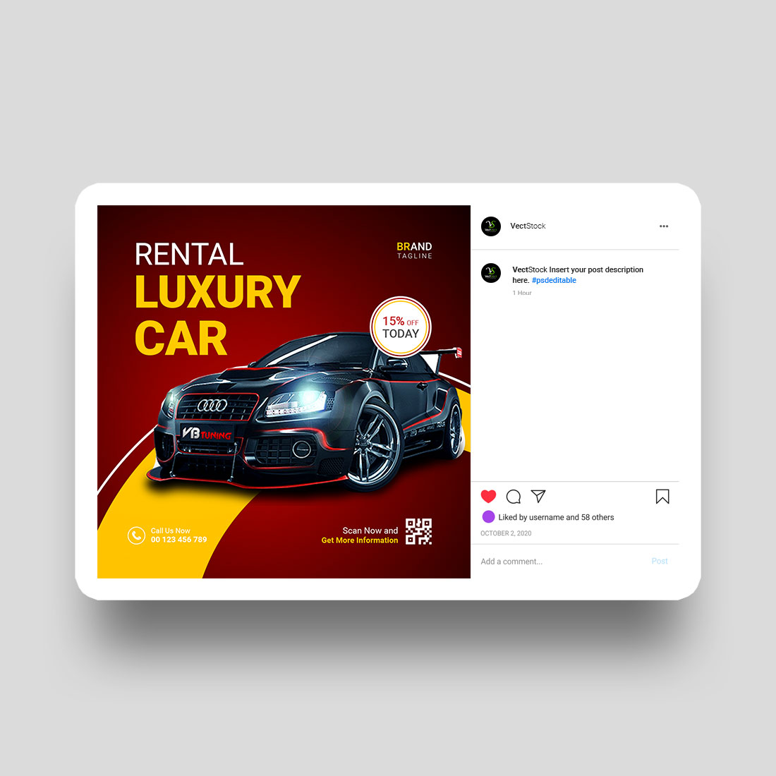 Car sale social media instagram post template cover image.