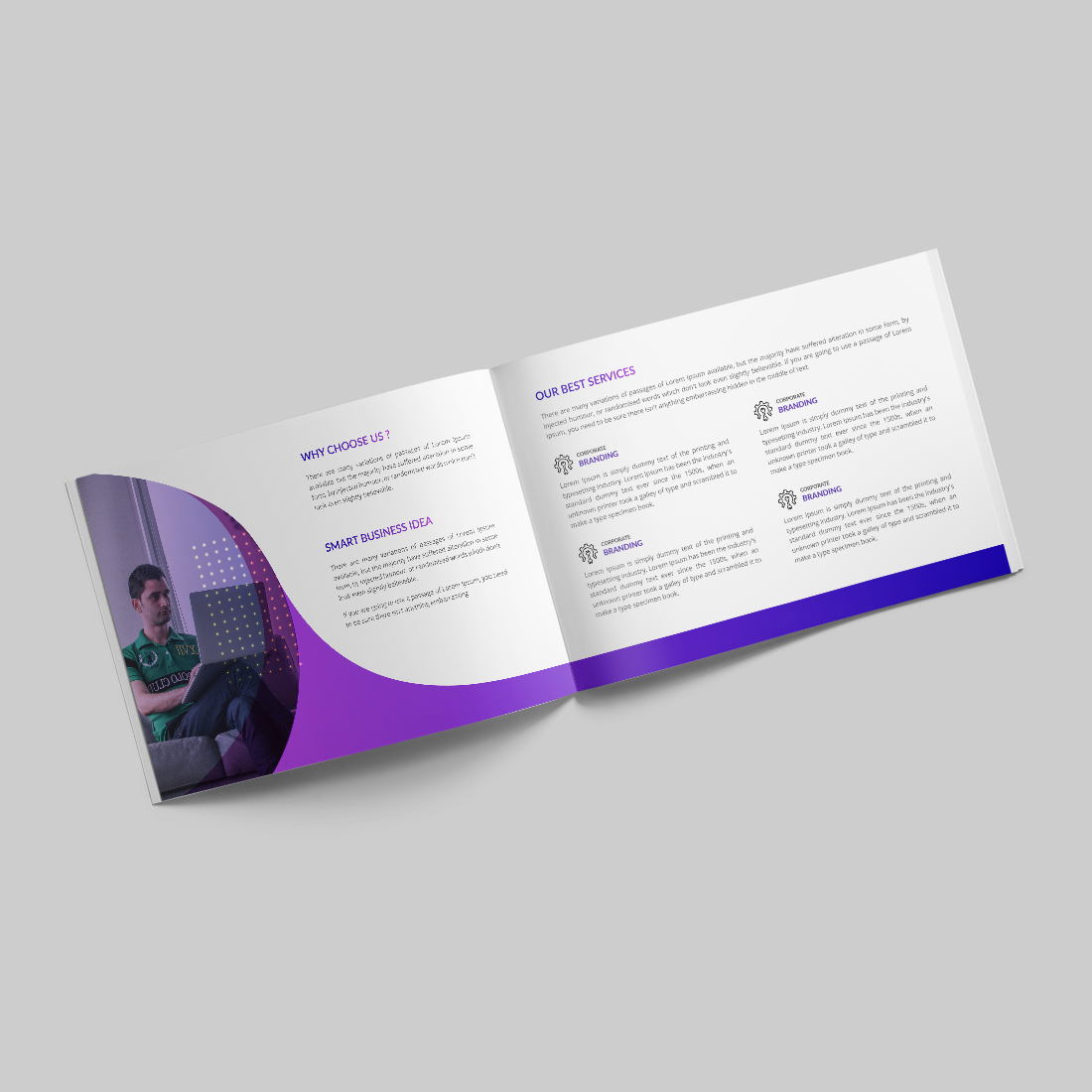 Professional company profile landscape brochure preview image.