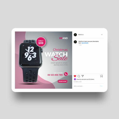 Smart watch brand product social media post banner cover image.