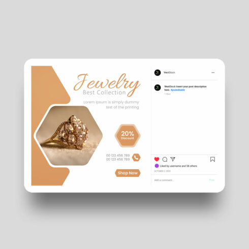 Jewellery collection beauty social media instagram post editable template cover image.