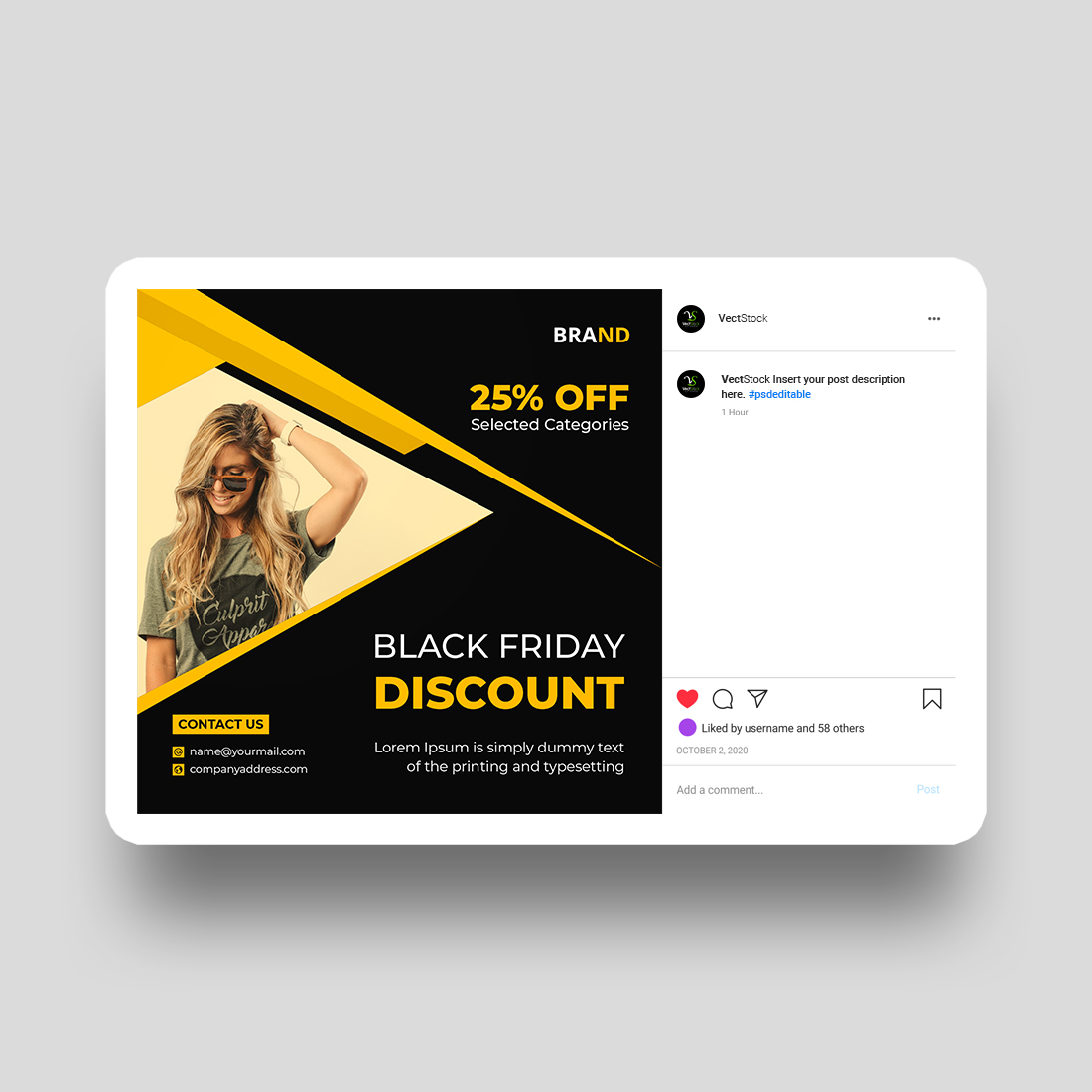Fashion sale social media Instagram post and banner template design preview image.