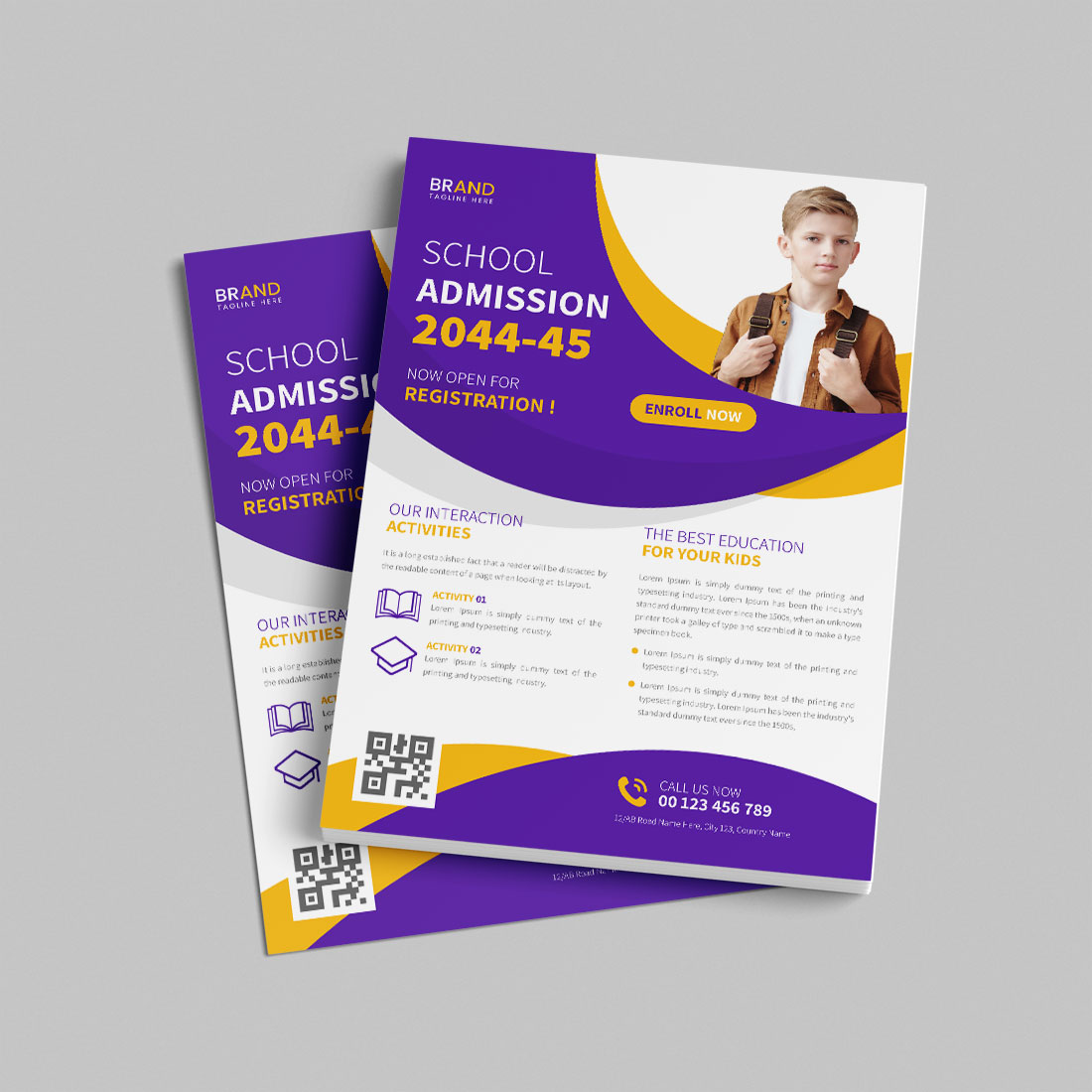 Back to school flyer design template preview image.