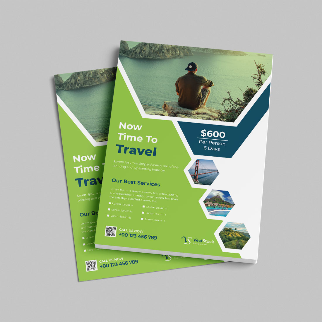 Travel flyer design template preview image.