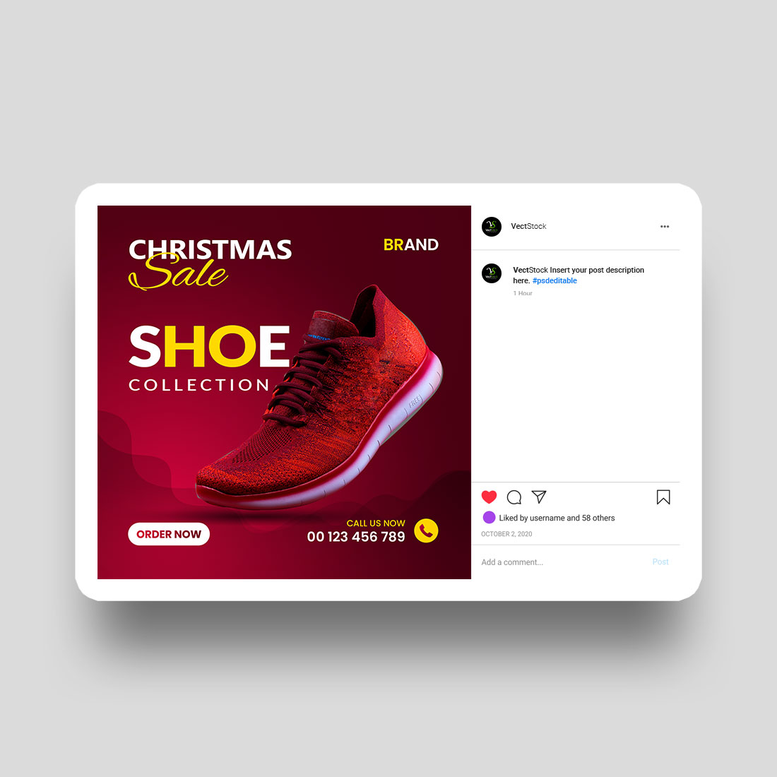 Christmas offer product sale social media Instagram post banner template cover image.