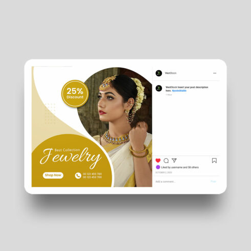 Jewelry social media instagram post template design cover image.