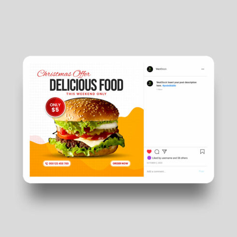 Special delicious food social media banner post template cover image.