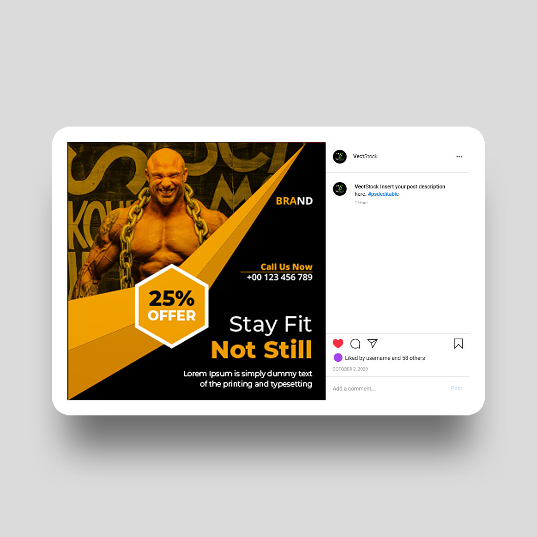 Fitness social media and instagram post template preview image.