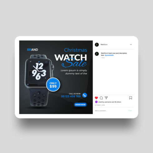 Classic watch brand product social media post banner template cover image.