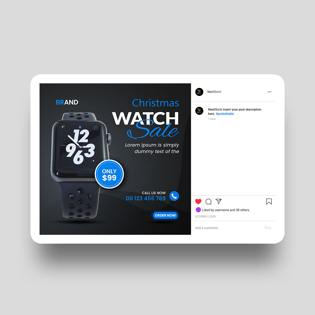 Classic watch brand product social media post banner template cover image.