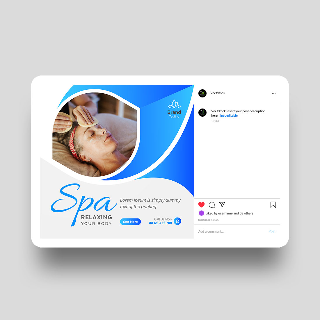 Wellness and spa instagram post preview image.