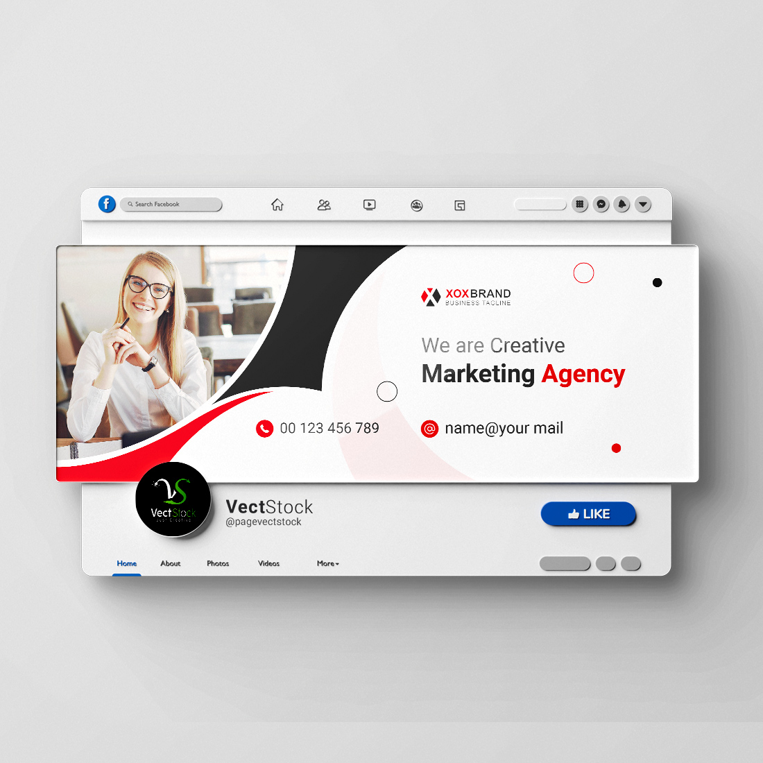 Digital marketing facebook cover and web banner template preview image.