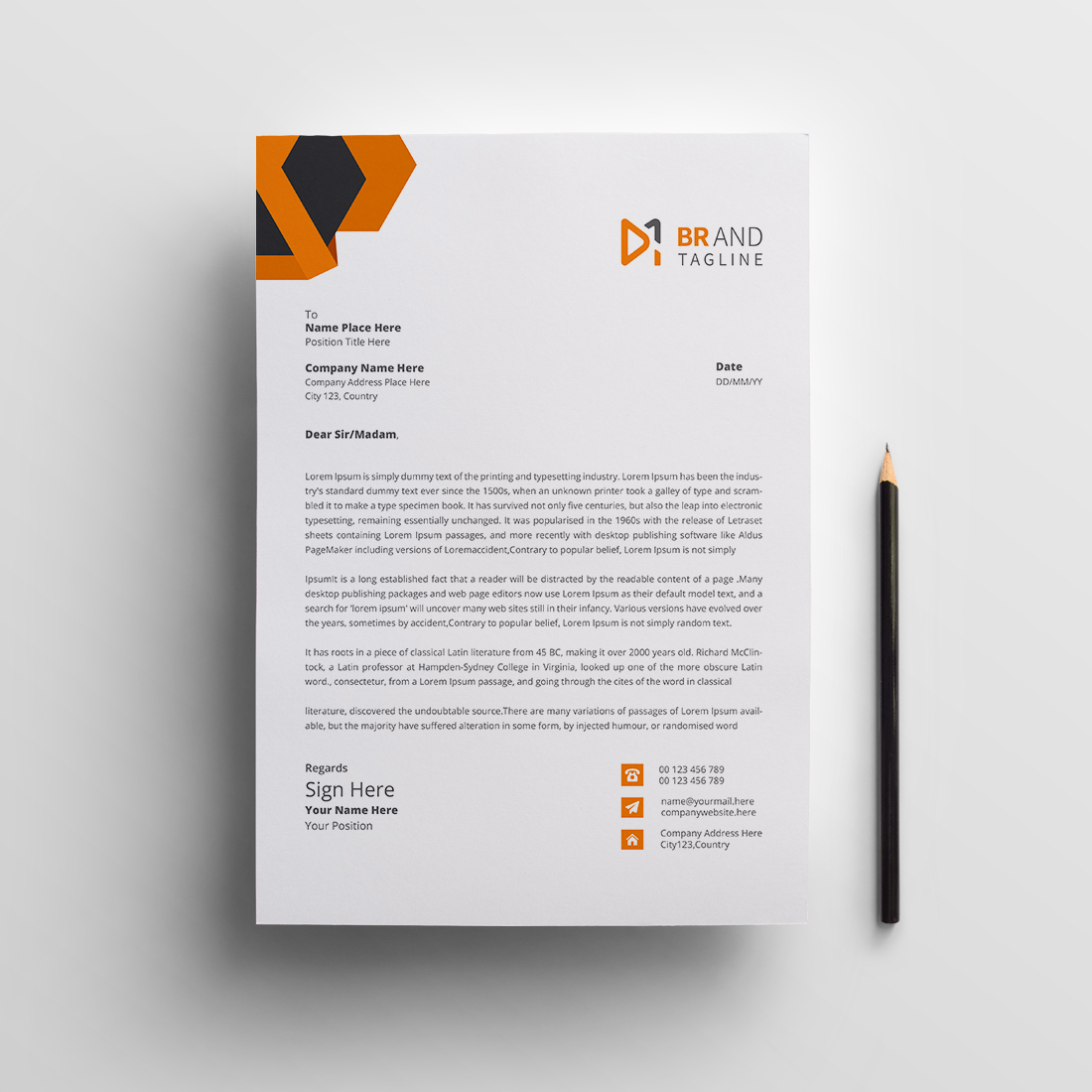 Modern Corporate business company letterhead preview image.
