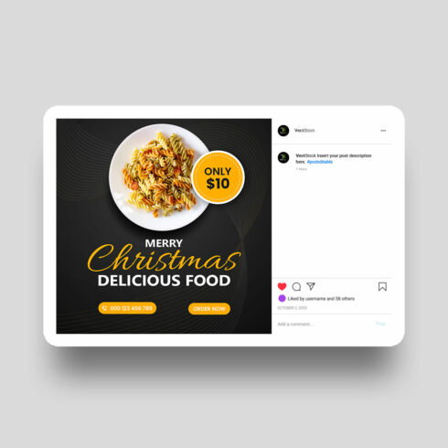 Christmas delicious food sale social media Instagram post template cover image.