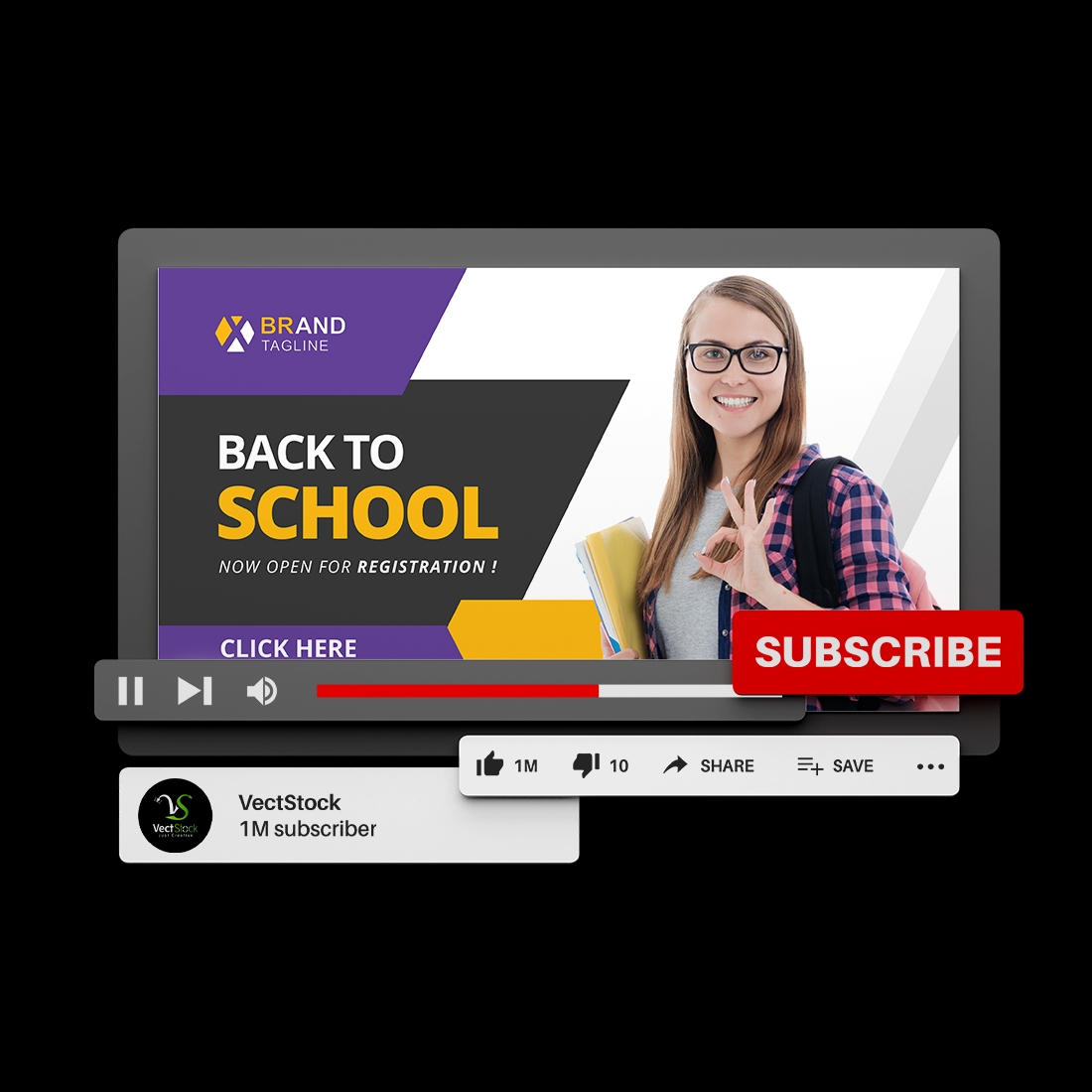 Back to school Youtube thumbnail design preview image.