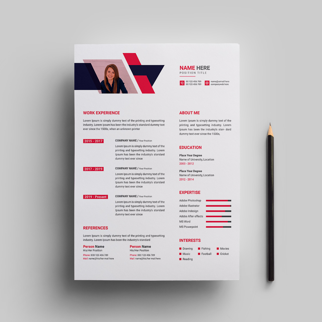 Resume or cv template preview image.