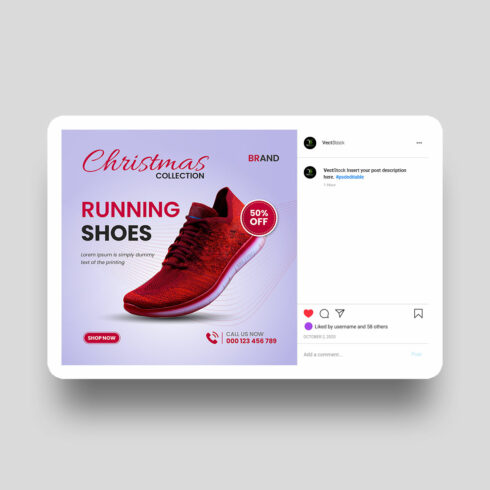 Shoe sale social media post template cover image.