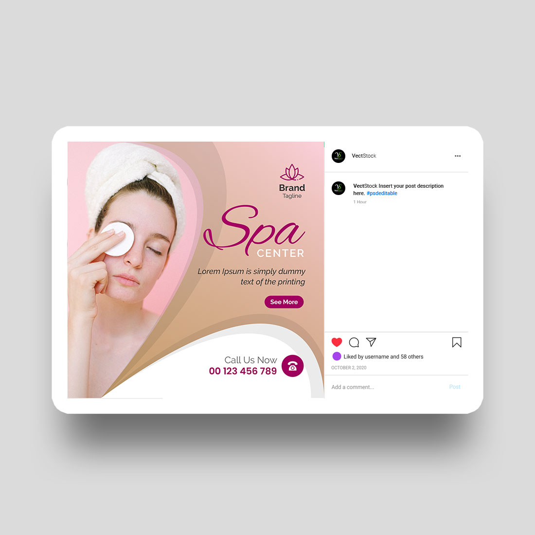 Beauty spa instagram post preview image.
