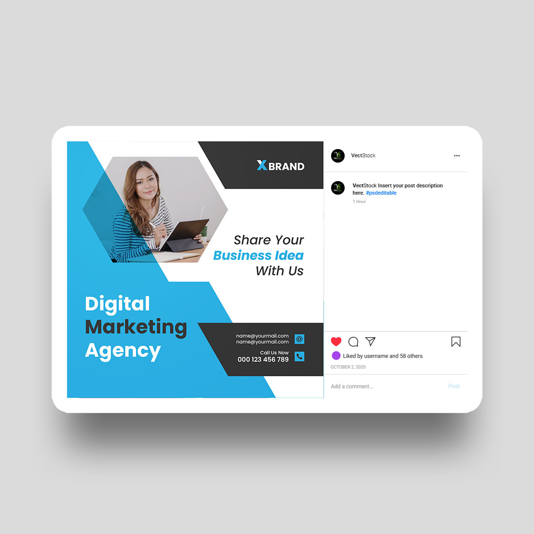 Business social media Instagram post and banner template design preview image.