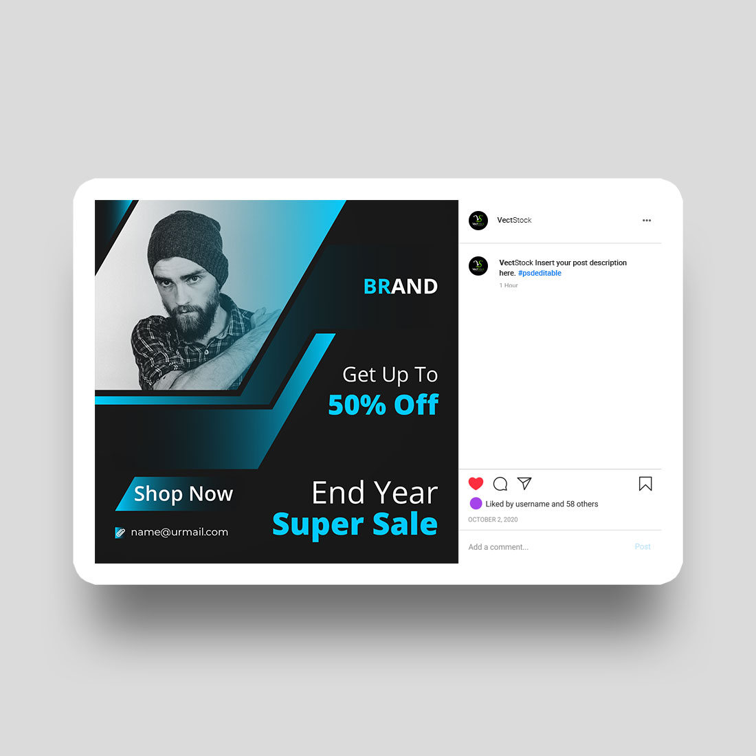 End year sale social media Instagram post and banner template design preview image.