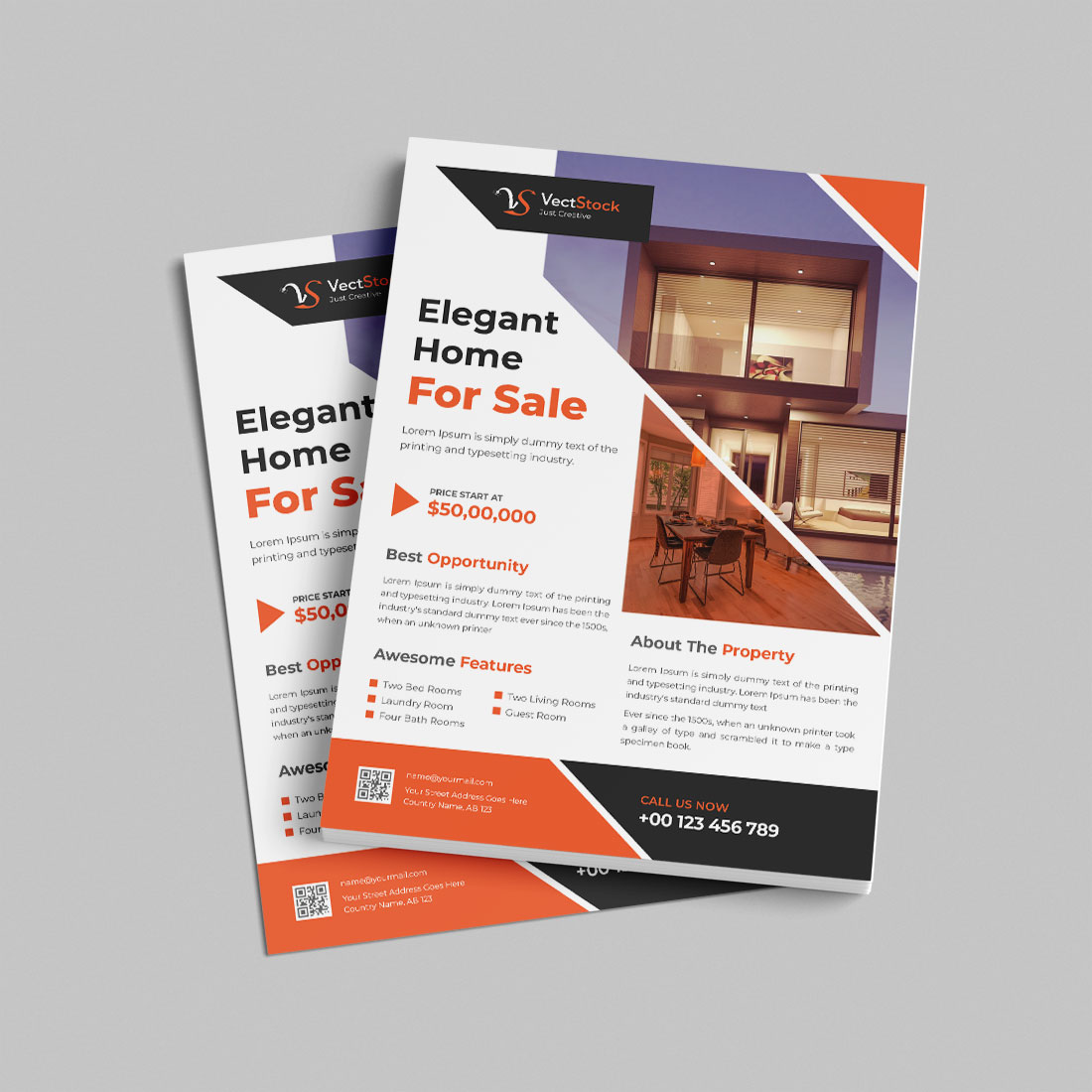Real estate home sale flyer design template preview image.
