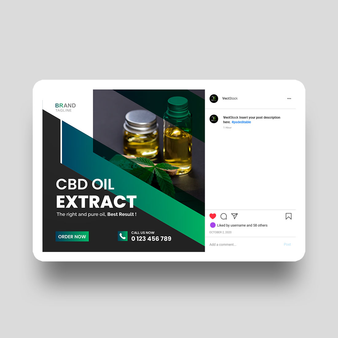 Cbd oil social media instagram post and banner template preview image.