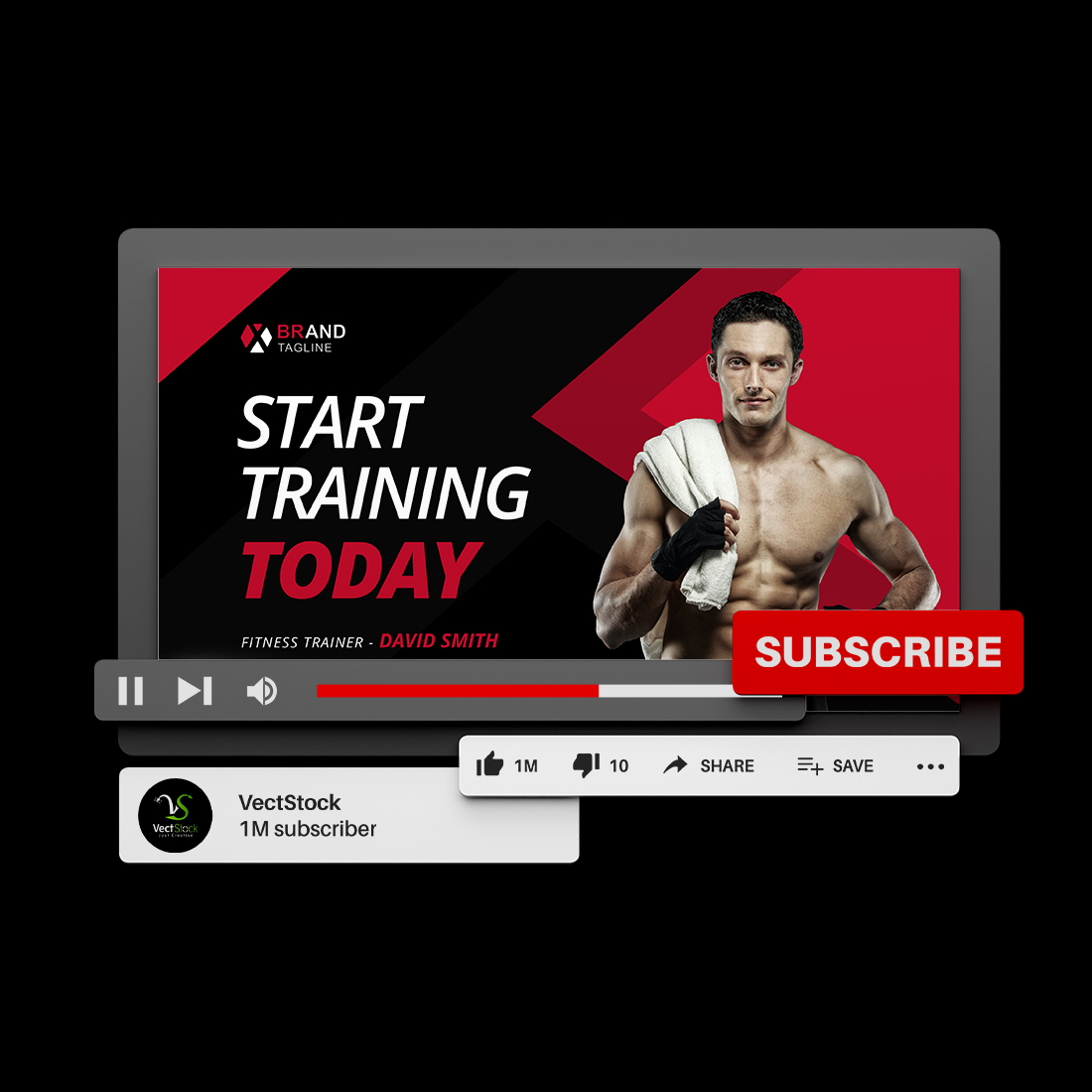 Gym fitness training Youtube thumbnail design preview image.
