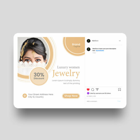 Jewelry sale social media instagram post web banner cover image.