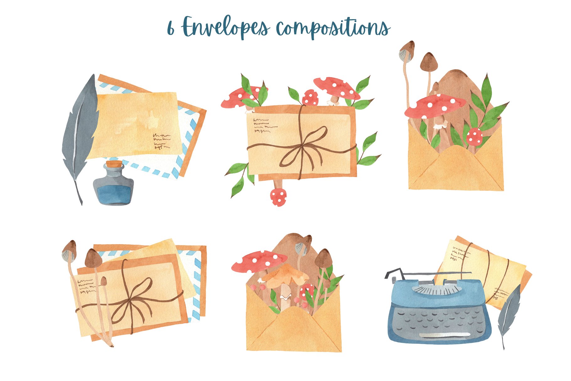 Mail Post Watercolor Clipart preview image.