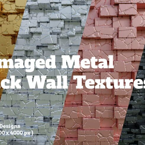 Damaged Metal Brick Wall Textures cover image.