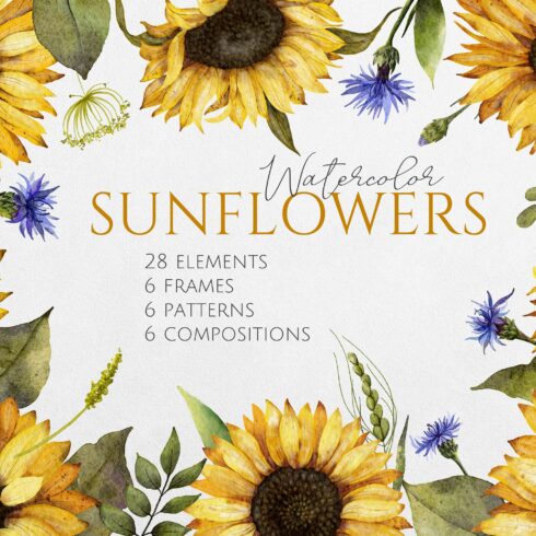 Watercolor Sunflowers Clipart cover image.