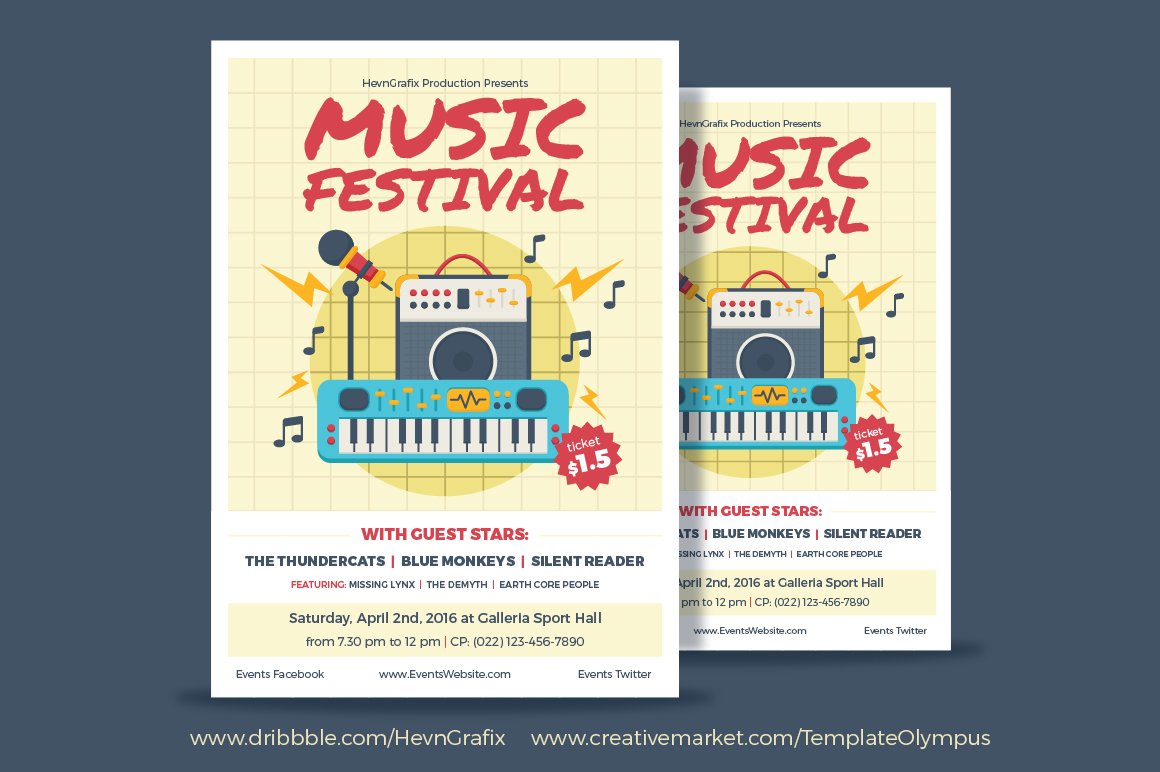 3 Music Event Flyers preview image.