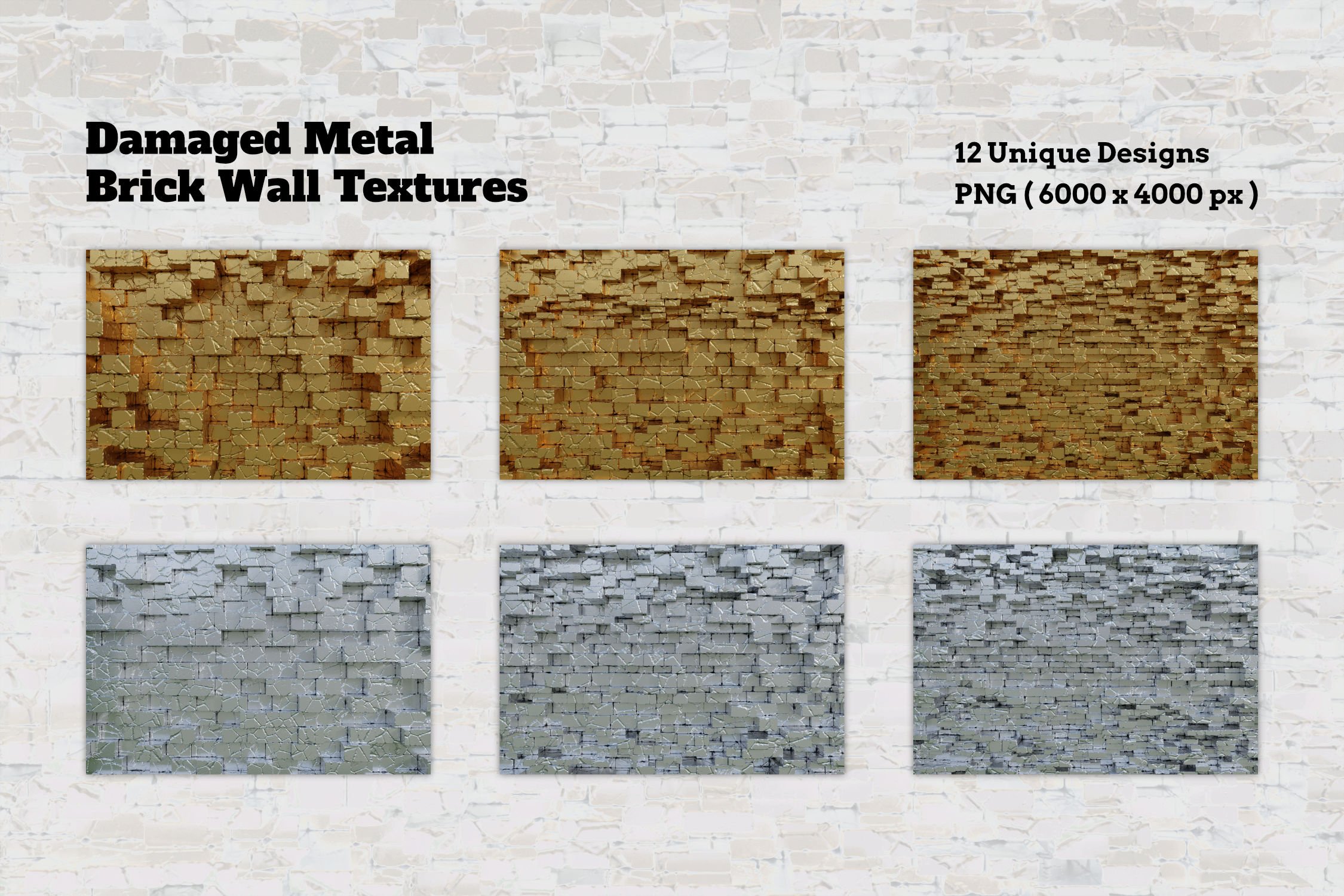 Damaged Metal Brick Wall Textures preview image.