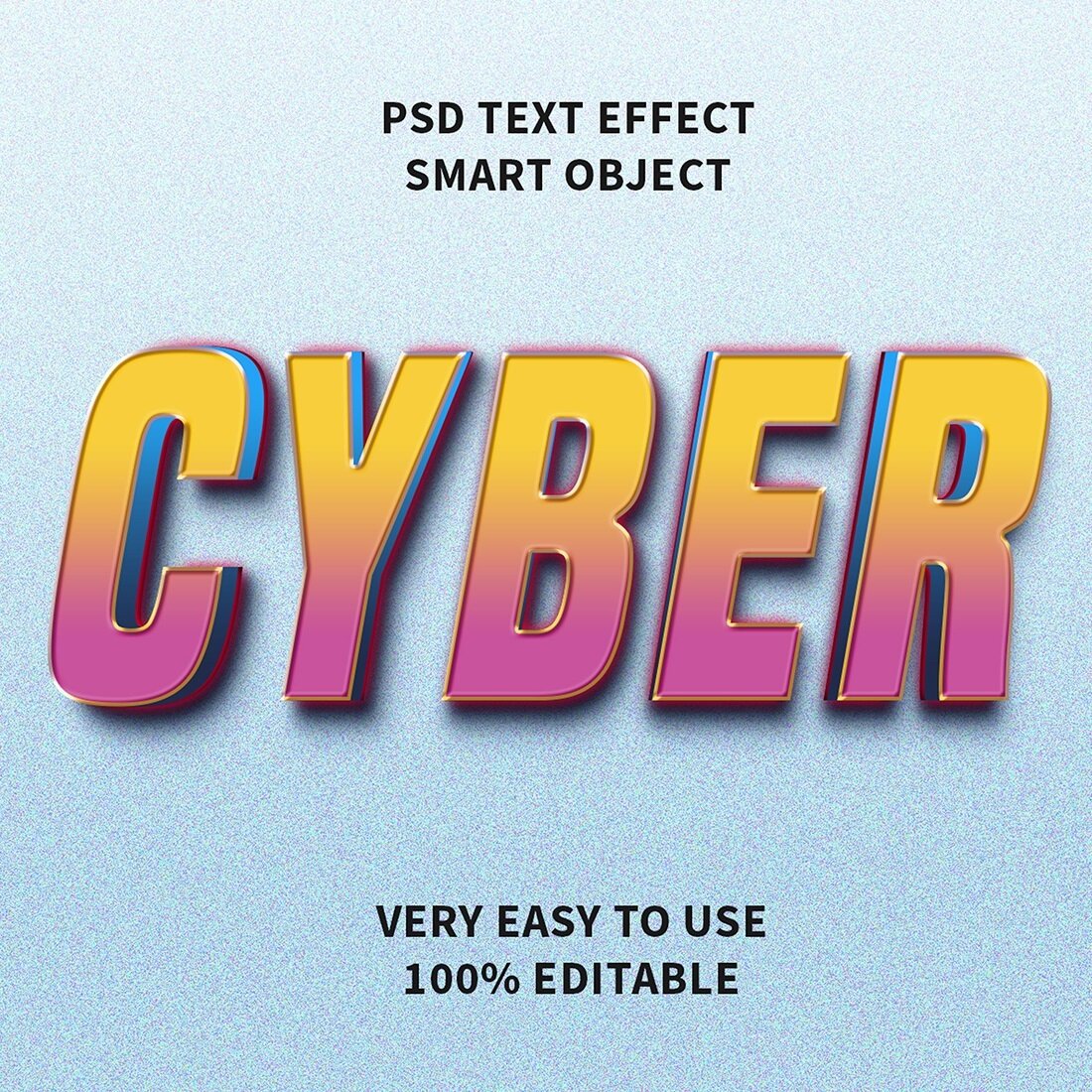 Cyber Editable 3D text Effect PSD preview image.