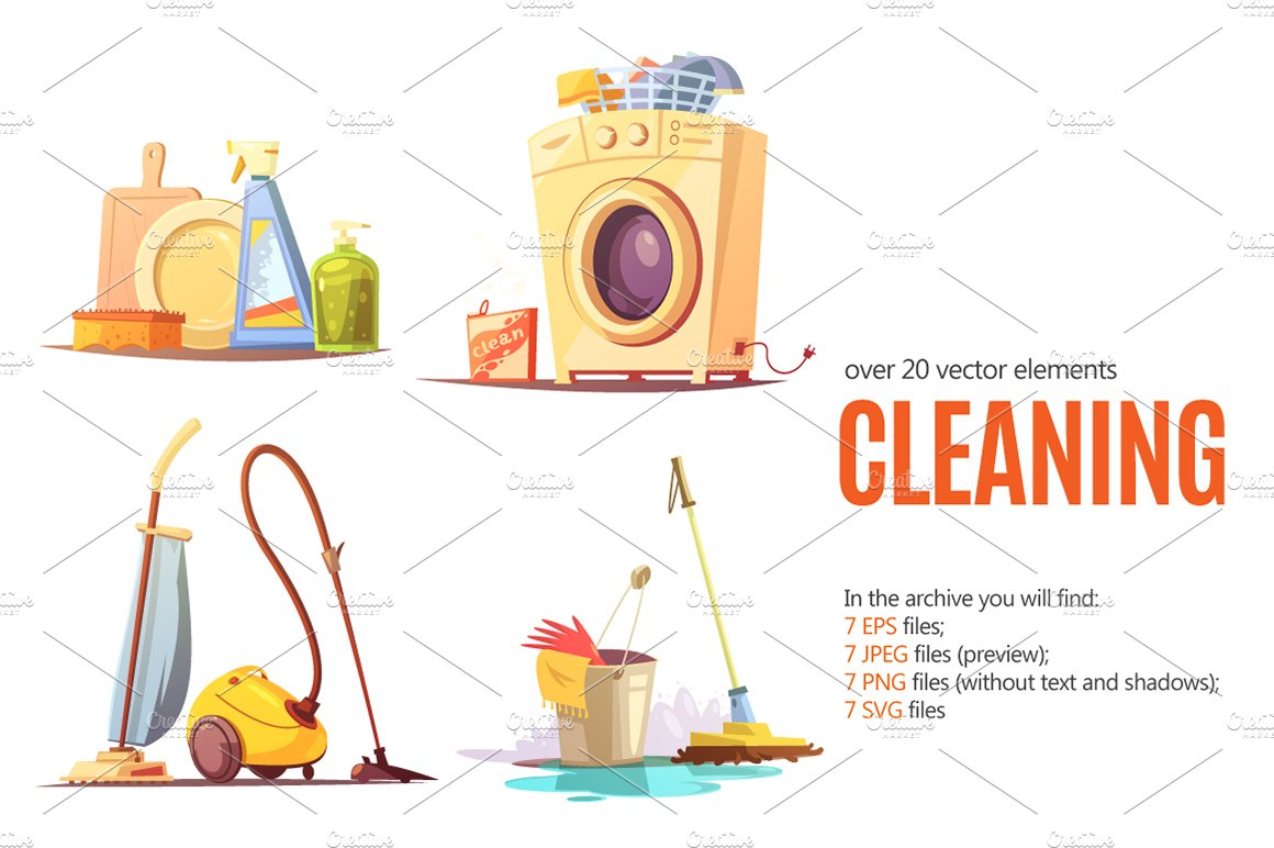 Cleaning Cartoon Set cover image.