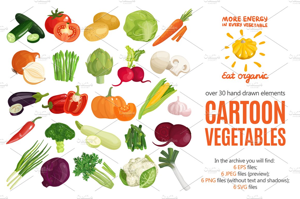 Cartoon Vegetables Set cover image.