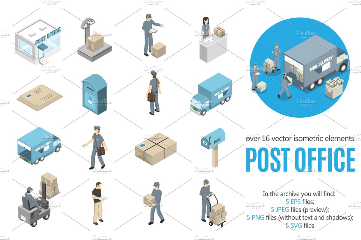 Post Office Isometric Set cover image.