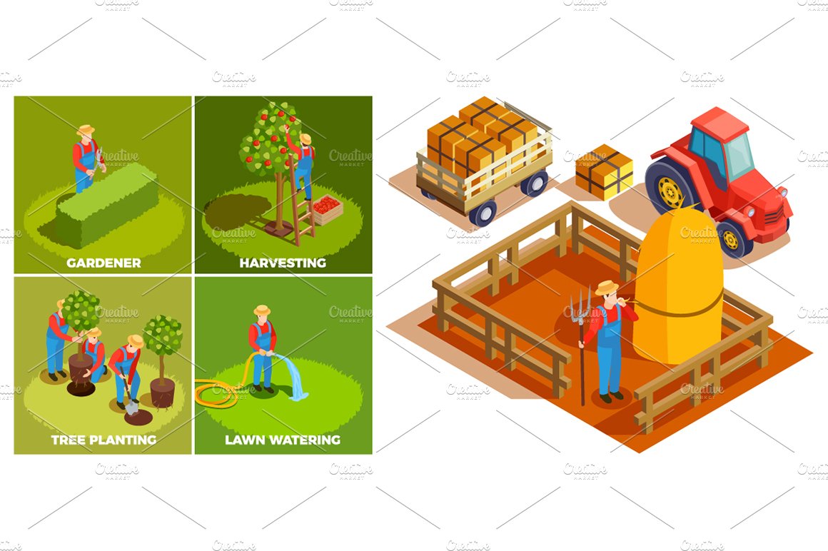 Gardening Isometric Set preview image.