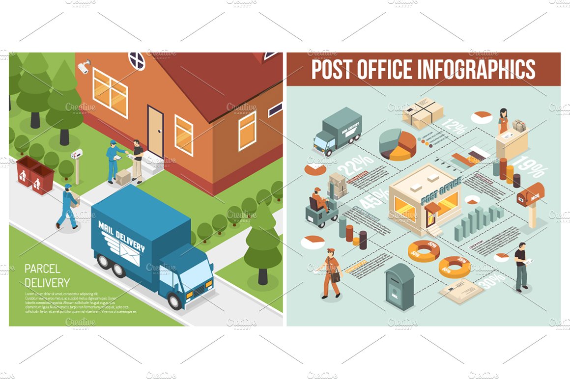 Post Office Isometric Set preview image.