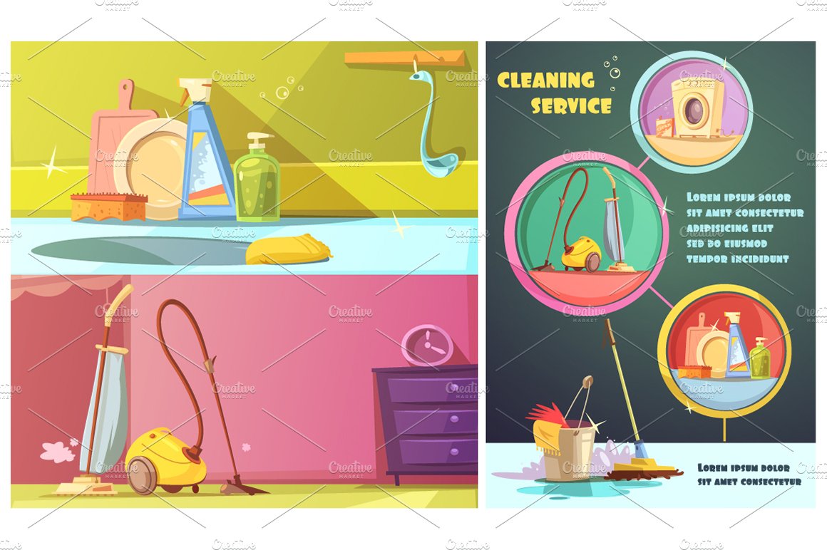 Cleaning Cartoon Set preview image.