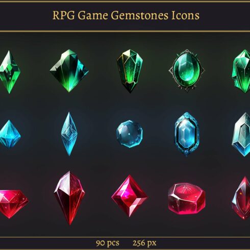 RPG Game Magic Gems Icons Set cover image.