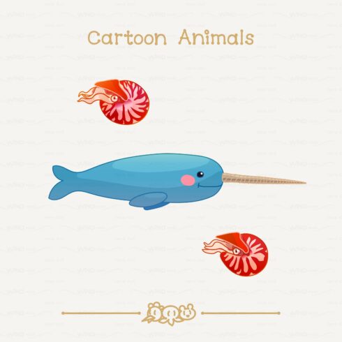 vector Narwhal and nautiluse cover image.
