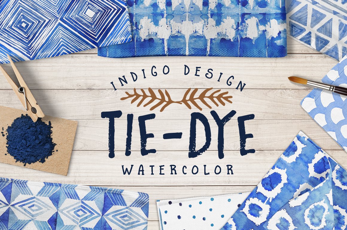 Tie-Dye watercolor patterns pack cover image.