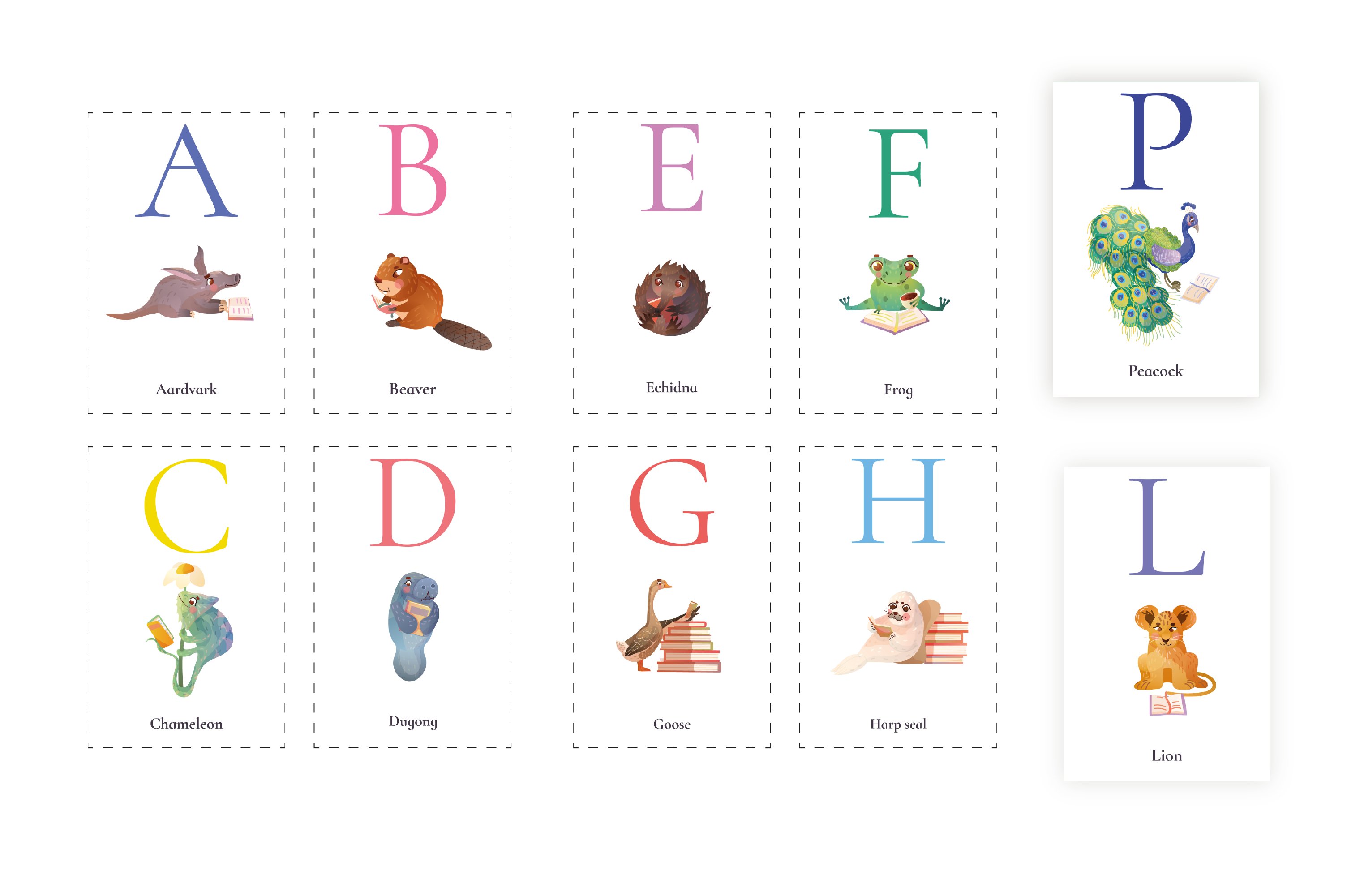 Animal alphabet, posters, stickers preview image.