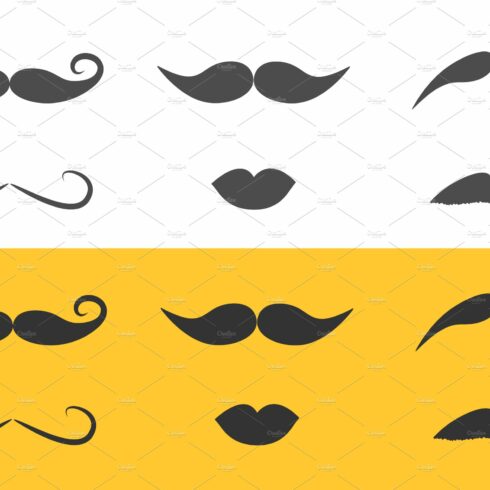 Mustaches and lips icon set. cover image.