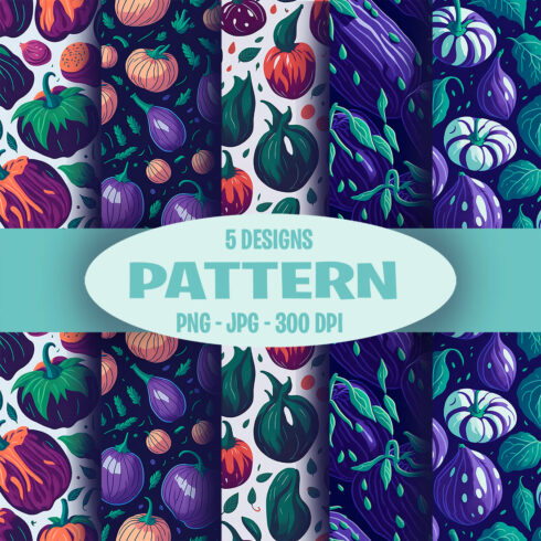 Vegetable and leaf patterns set cover image.