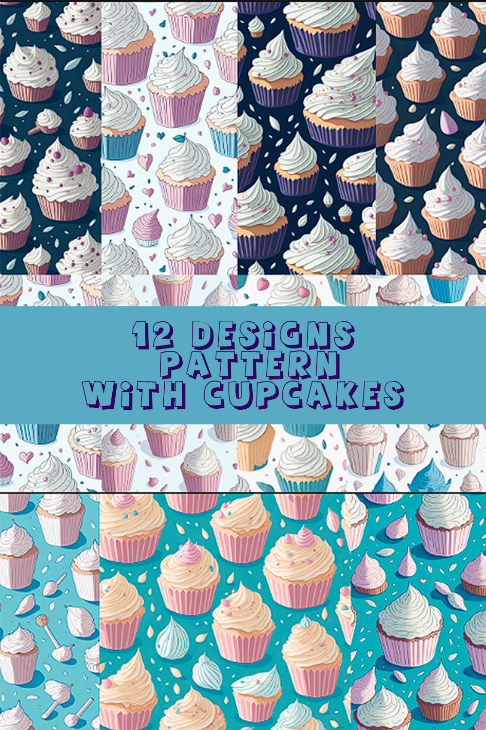 pattern cupcakes designs 12 pieces pinterest preview image.
