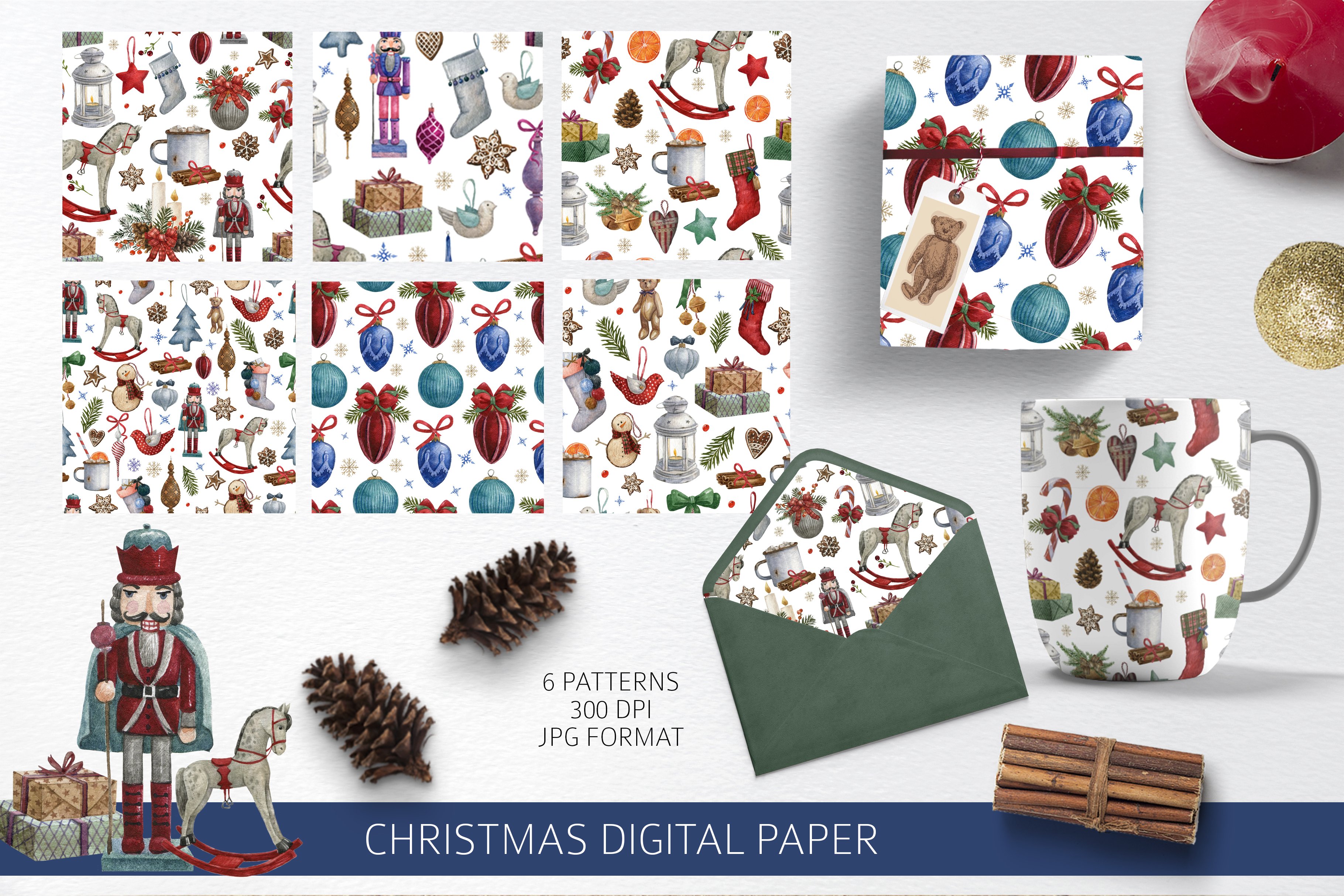 Christmas digital paper preview image.