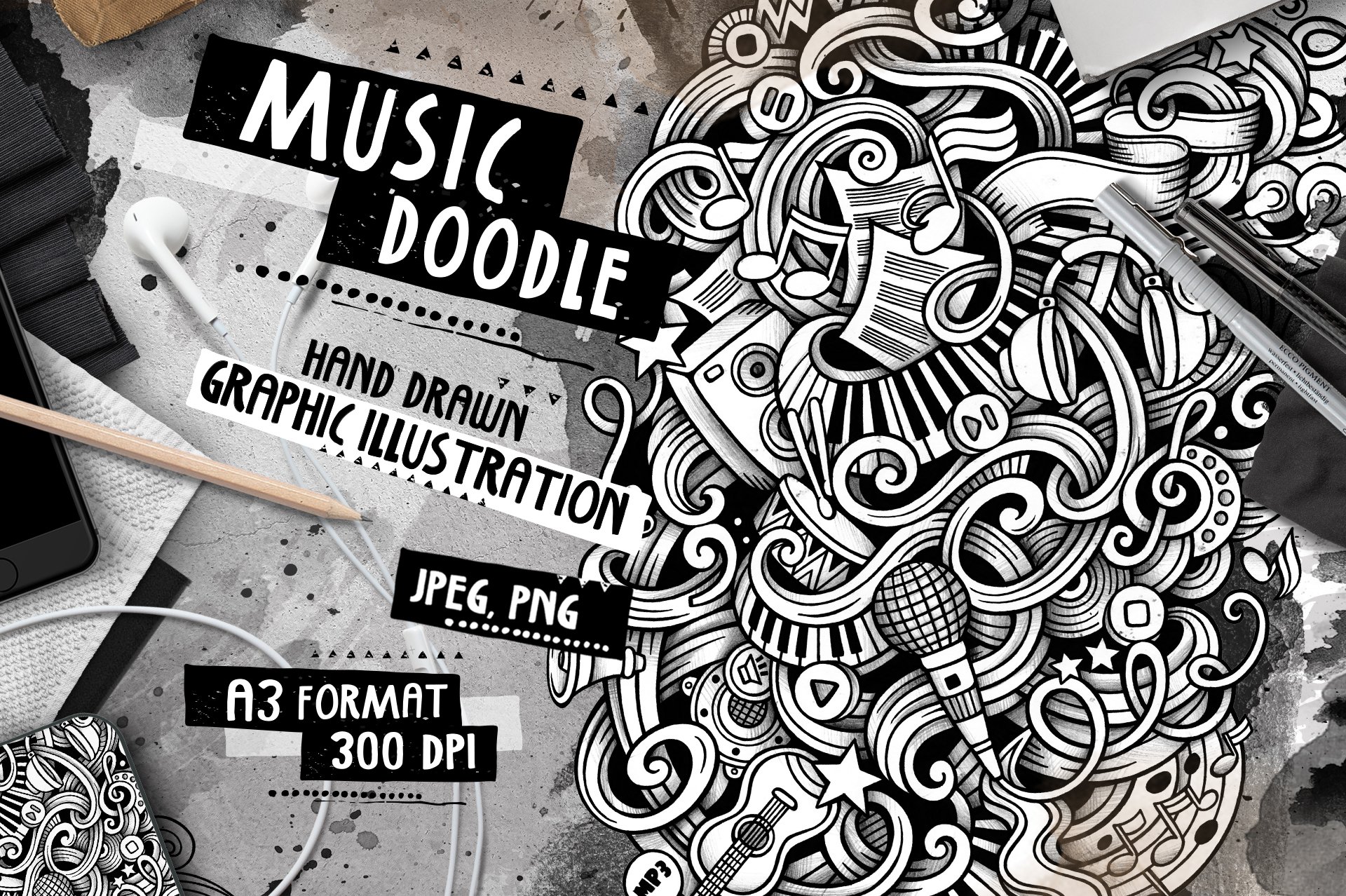 Music Graphic Doodle Illustration cover image.