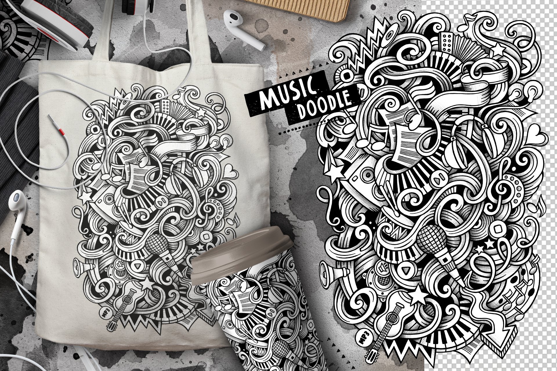 Music Graphic Doodle Illustration preview image.