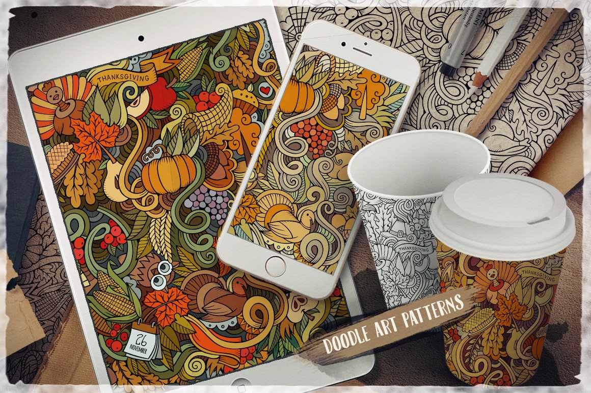 7 Thanksgiving Seamless Pattern preview image.